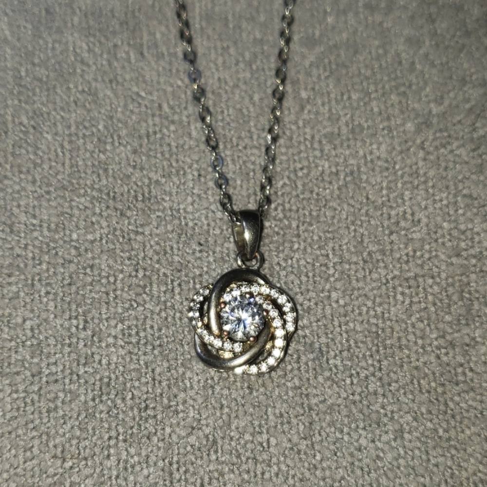 Sterling and pave pendant